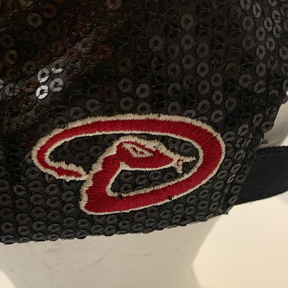Arizona Diamondbacks 47 Black Cap with Red and Silver Sequins MLB - Picture 4 of 10